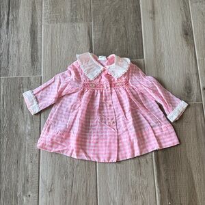 Polly Flinders Vintage 24 month pink gingham dress